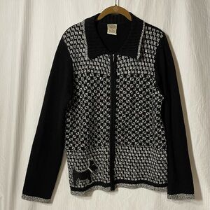 Vintage Allison Daley Black and cream Knit sweater with Scottie dog detail